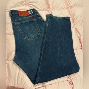 Lucky Brand Men's Relaxed Fit Zipper Fly Straight Leg Dark Blue Size 36x 32